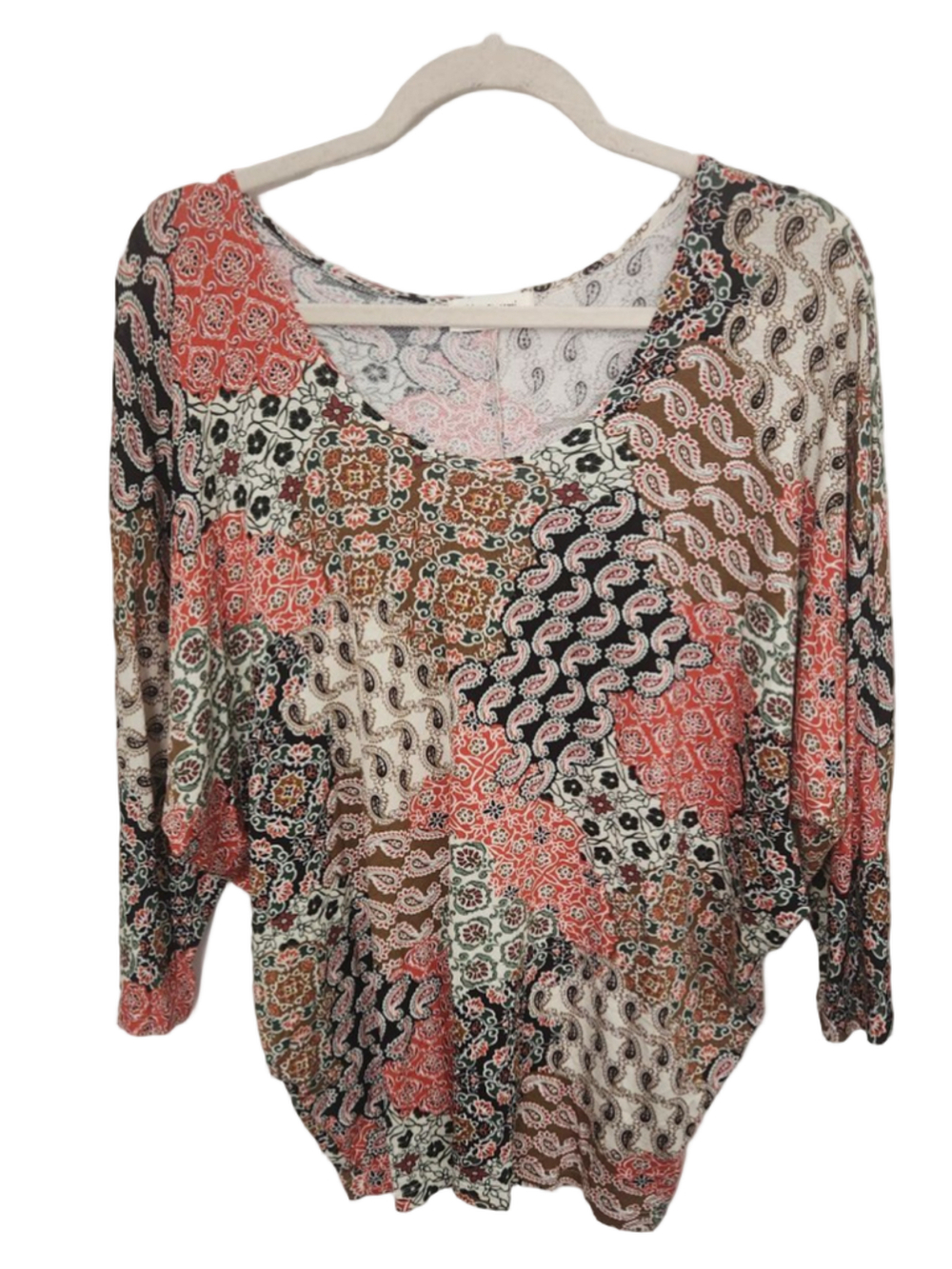 Kim & Cami Tunic Top M Multi-color Paisley Patchwork